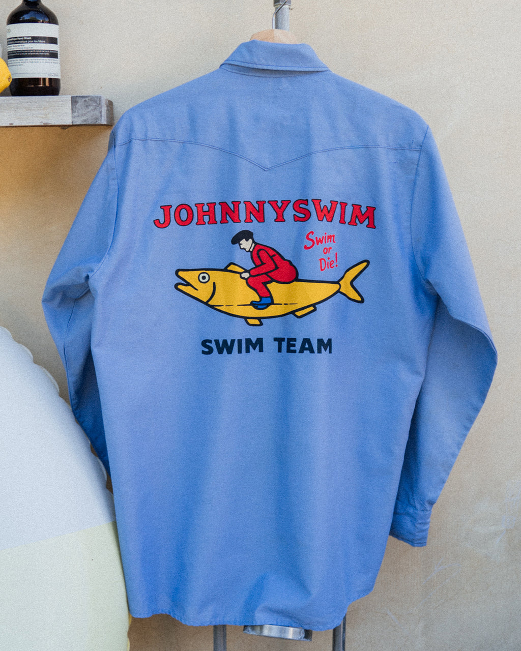 "Swim or Die" Vintage Blue Button Down - One of One