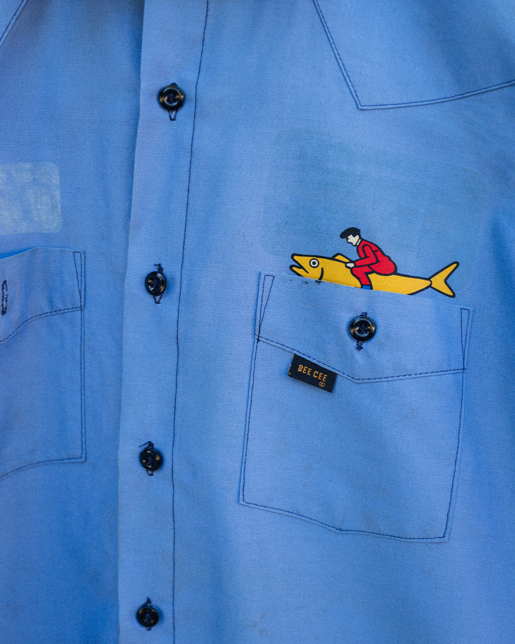 "Swim or Die" Vintage Blue Button Down - One of One